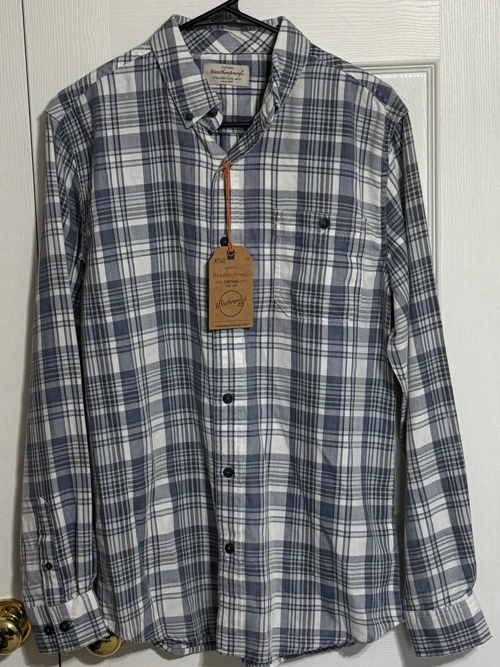 Weatherproof Men's Navy & White Plaid Button-Down Shirt
